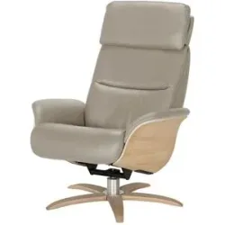Nils Olsen Relaxsessel Leder mit Relaxfunktion Balance ¦ grau ¦ Maße (cm): B: 80