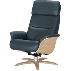 Nils Olsen Relaxsessel Leder mit Relaxfunktion Balance ¦ blau ¦ Maße (cm): B: 80