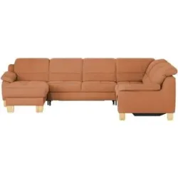 meinSofa Wohnlandschaft aus Mikrofaser Hanna ¦ orange ¦ Maße (cm): B: 322 H: 84
