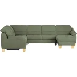 meinSofa Wohnlandschaft aus Mikrofaser Hanna ¦ grün ¦ Maße (cm): B: 322 H: 84 T: