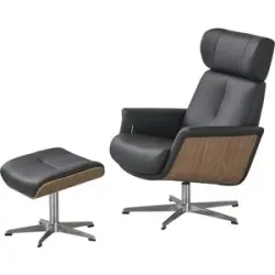 uno Sessel-Hocker-Set aus Leder Arne ¦ schwarz
