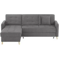 Höffner Ecksofa mit Schlaffunktion Venus ¦ grau ¦ Maße (cm): B: 222 H: 87 T: 162.0