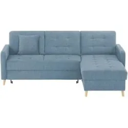 Höffner Ecksofa mit Schlaffunktion Venus ¦ blau ¦ Maße (cm): B: 222 H: 87 T: 162.0