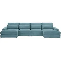 Höffner Wohnlandschaft  Branna ¦ türkis/petrol ¦ Maße (cm): B: 412 H: 88 T: 164.0