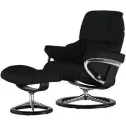 Stressless Relaxsessel mit Hocker  Reno L ¦ schwarz ¦ Maße (cm): B: 92 H: 110 T: