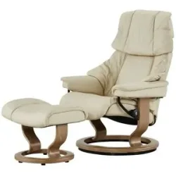 Stressless Relaxsessel mit Hocker  Reno M ¦ creme ¦ Maße (cm): B: 79 H: 108 T:
