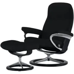Stressless Relaxsessel mit Hocker Leder Consul L ¦ schwarz ¦ Maße (cm): B: 91 H: