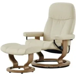 Stressless Relaxsessel mit Hocker Leder Consul L ¦ creme ¦ Maße (cm): B: 85 H: