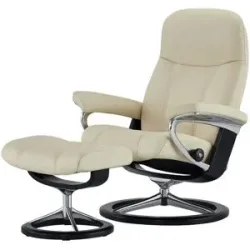 Stressless Relaxsessel mit Hocker Leder Consul L ¦ creme ¦ Maße (cm): B: 91 H: