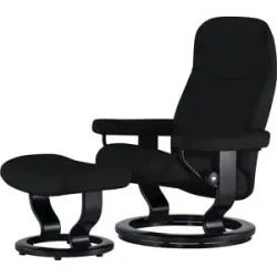 Stressless Relaxsessel mit Hocker Leder Consul M ¦ schwarz ¦ Maße (cm): B: 76 H: