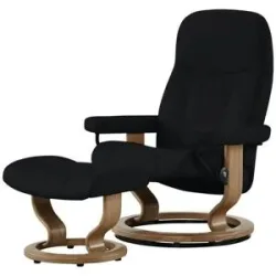 Stressless Relaxsessel mit Hocker Leder Consul S ¦ schwarz ¦ Maße (cm): B: 72 H: