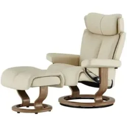 Stressless Relaxsessel mit Hocker Leder Magic L ¦ creme ¦ Maße (cm): B: 90 H: