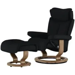 Stressless Relaxsessel mit Hocker Leder Magic L ¦ schwarz ¦ Maße (cm): B: 90 H: