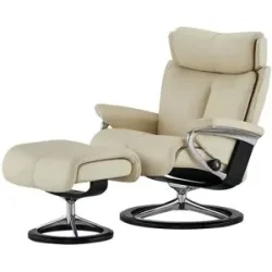 Stressless Relaxsessel mit Hocker Leder Magic L ¦ creme ¦ Maße (cm): B: 91 H: