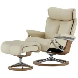 Stressless Relaxsessel mit Hocker Leder Magic M ¦ creme ¦ Maße (cm): B: 82 H: