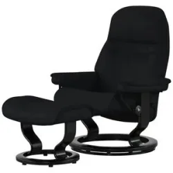 Stressless Relaxsessel mit Hocker Leder Sunrise L ¦ schwarz ¦ Maße (cm): B: 88