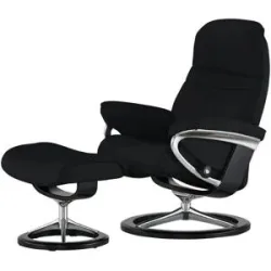 Stressless Relaxsessel mit Hocker Leder Sunrise M ¦ schwarz ¦ Maße (cm): B: 83