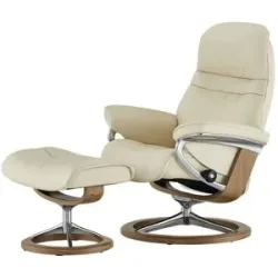 Stressless Relaxsessel mit Hocker Leder Sunrise M ¦ creme ¦ Maße (cm): B: 83 H: