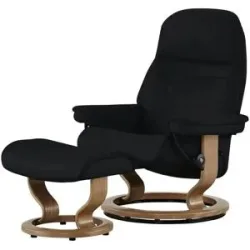 Stressless Relaxsessel mit Hocker Leder Sunrise S ¦ schwarz ¦ Maße (cm): B: 75