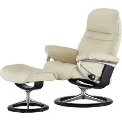 Stressless Relaxsessel mit Hocker Leder Sunrise S ¦ creme ¦ Maße (cm): B: 79 H: