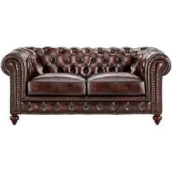 uno Ledersofa im Vintagelook Chesterfield ¦ braun ¦ Maße (cm): B: 183 H: 80 T: