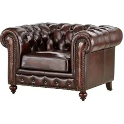 uno Sessel im Vintage-Look Chesterfield ¦ braun ¦ Maße (cm): B: 124 H: 80 T: