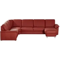 meinSofa Wohnlandschaft Leder Carolin ¦ rot ¦ Maße (cm): B: 330 H: 91 T: 240.0