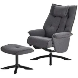 Höffner Relaxsessel mit Hocker Betsy ¦ grau