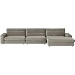 Höffner Ecksofa Samt  Scarlatti ¦ grau ¦ Maße (cm): B: 416 H: 83 T: 205.0