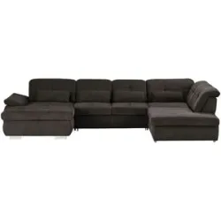 Höffner Wohnlandschaft mit Funktion  Perry ¦ braun ¦ Maße (cm): B: 374