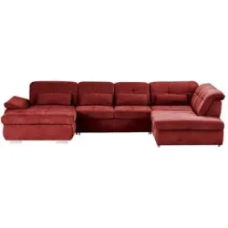 Höffner Wohnlandschaft mit Funktion  Perry ¦ rot ¦ Maße (cm): B: 374