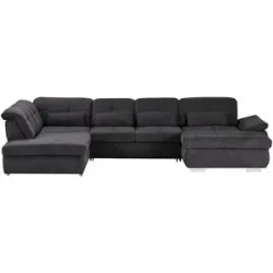 Höffner Wohnlandschaft mit Funktion  Perry ¦ grau ¦ Maße (cm): B: 374