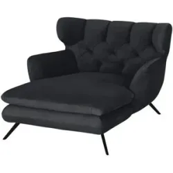Jette Home Longseat-Sessel Samt Caldara ¦ schwarz ¦ Maße (cm): B: 130 H: 95 T:
