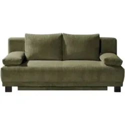 Höffner Schlafsofa aus Cord Luna ¦ grün ¦ Maße (cm): B: 200 H: 89 T: 96.0