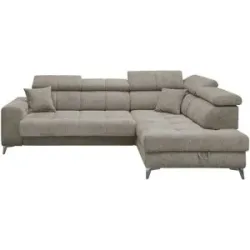 uno Ecksofa inklusive Sitztiefenverstellung Sydney ¦ grau ¦ Maße (cm): B: 282 H: