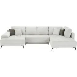 Höffner Wohnlandschaft mit Schlaffunktion Mango ¦ grau ¦ Maße (cm): B: 357 H: 85 T: