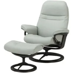 Stressless Relaxsessel mit Hocker aus Leder Signature M ¦ blau