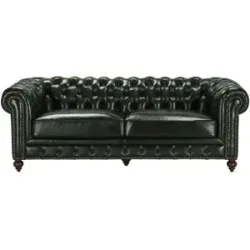 uno Ledersofa im Vintagelook Chesterfield ¦ grün ¦ Maße (cm): B: 230 H: 100 T: