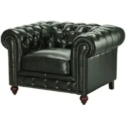 uno Ledersessel im Vintage-Look Chesterfield ¦ grün ¦ Maße (cm): B: 124 H: 80 T: