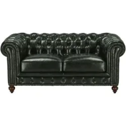 uno Ledersofa im Vintagelook Chesterfield ¦ grün ¦ Maße (cm): B: 183 H: 80 T:
