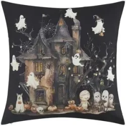 Höffner Kissen  Geisterhaus ¦ schwarz ¦ Maße (cm): B: 45