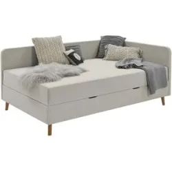 Höffner Polsterliege mit Bettkasten Carlotta ¦ beige ¦ Maße (cm): B: 130 H: 84