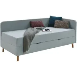 Höffner Polsterliege mit Bettkasten Carlotta ¦ blau ¦ Maße (cm): B: 150 H: 84