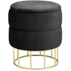 Höffner Pouf mit Stauraum Elisa ¦ schwarz Ø: 37