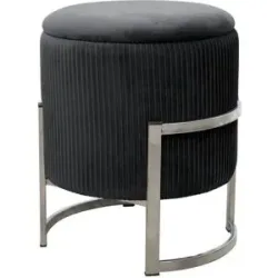 Höffner Pouf mit Stauraum Paloma ¦ schwarz ¦ Maße (cm): H: 46  Ø: 40