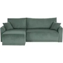 Höffner Ecksofa mit Schlaffunktion Malyn ¦ grün ¦ Maße (cm): B: 235 H: 85 T: 146.0
