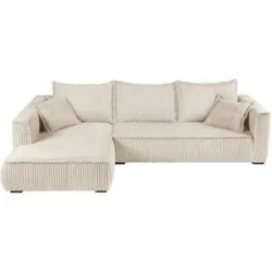 Höffner Ecksofa mit trendigem Megacordbezug Modena ¦ beige ¦ Maße (cm): B: 322 H: 100 T: