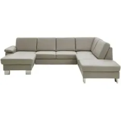 meinSofa Wohnlandschaft mit Sitz- und Rückenbezug aus Echtleder Samu-L ¦ beige ¦