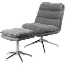 Höffner Relaxsessel mit Hocker  Fiona ¦ grau ¦ Maße (cm): B: 64 H: 89 T: 76.0
