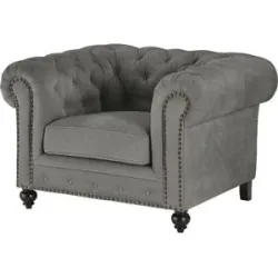 uno Sessel  Chesterfield Stoff ¦ grau ¦ Maße (cm): B: 124 H: 80 T: 100.0